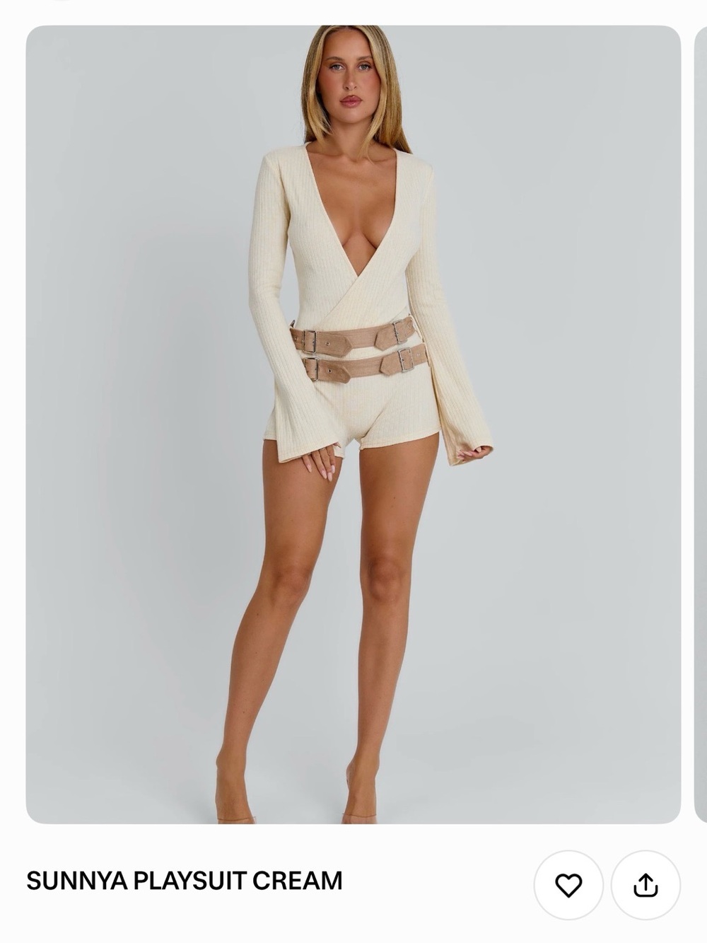 Sunnya Cream Ribbed Playsuit